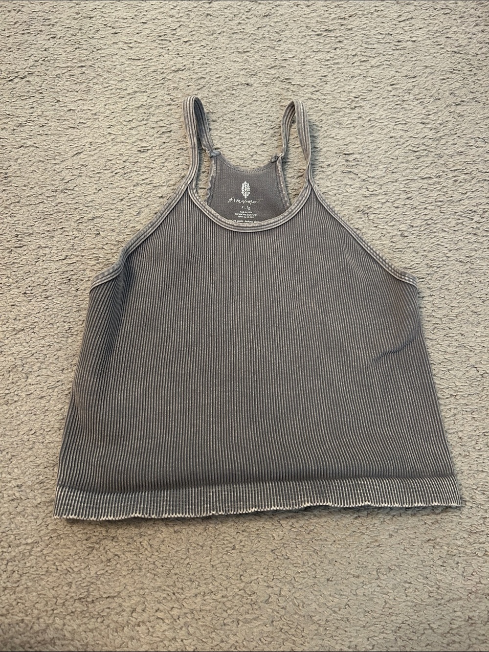 Free people movement, Ribbed Halter Tank Top - Gray. Cropped